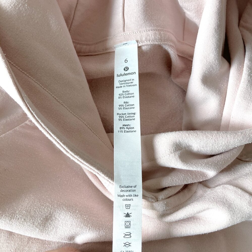 Lululemon Scuba Pullover hoodie, blush pink / Pink Bliss, thumb holes sweatshirt - Picture 5 of 10
